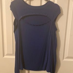 Blue long sleeve cold shoulder Rock and Republic shirt in Large